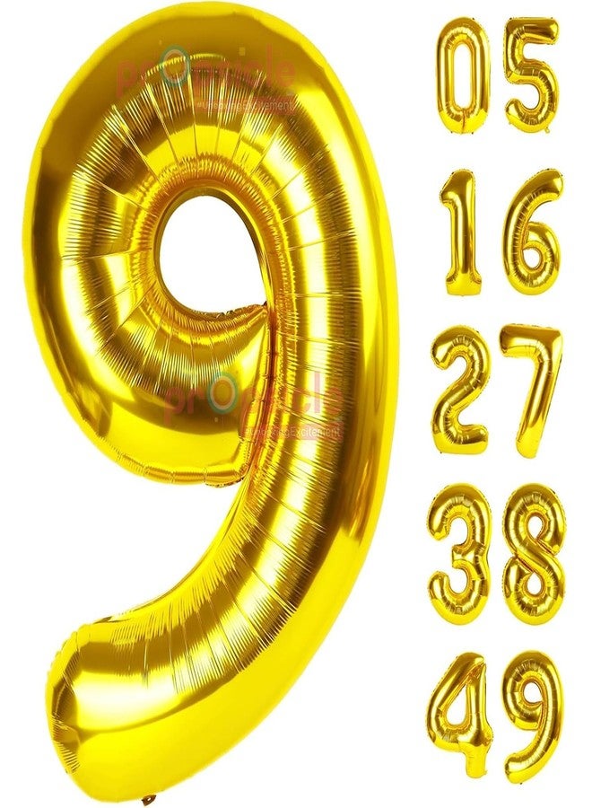 Propsicle 32 inch Birthday Foil 9 Number Helium Balloon Party Decoration Golden Pack of 1 | 9 Year No. Balloons Birthday/Anniversary | Nine Number - Image 1
